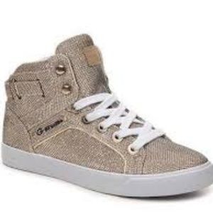 G by Guess gold sparkle tennis shoes